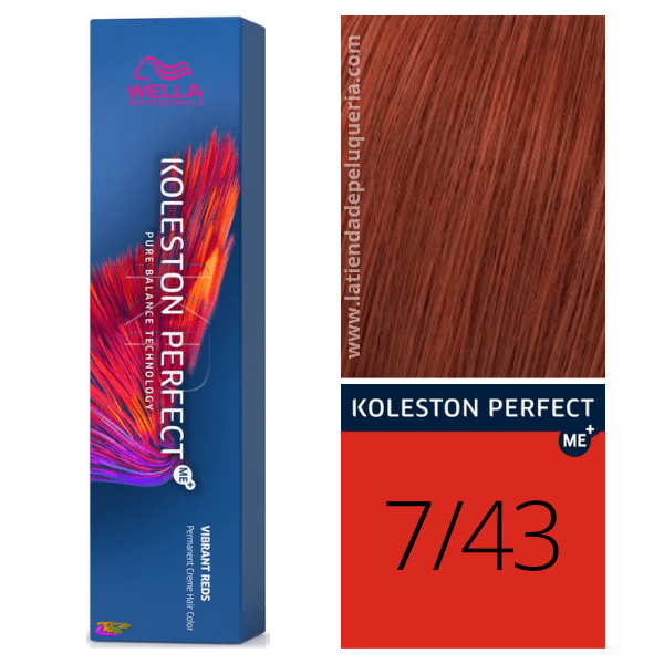 Wella - Tinte Koleston Perfect ME+ Vibrant Reds 7/43 Rubio Medio Cobrizo Dorado 60 ml