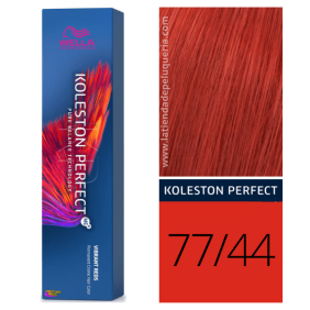 Wella - Tinte Koleston Perfect Vibrant Reds 77/44 Rubio Medio Intenso Cobrizo Intenso de 60 ml