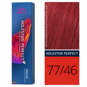 Wella - Tinte Koleston Perfect Vibrant Reds 77/46 Rubio Medio Intenso Cobrizo Violeta de 60 ml