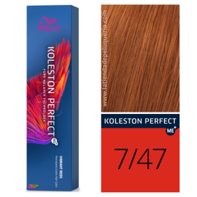Wella - Tinte Koleston Perfect ME+ Vibrant Reds 7/47 Rubio Medio Cobrizo Marrón 60 ml