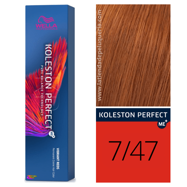 Wella - Tinte Koleston Perfect ME+ Vibrant Reds 7/47 Rubio Medio Cobrizo Marrón 60 ml