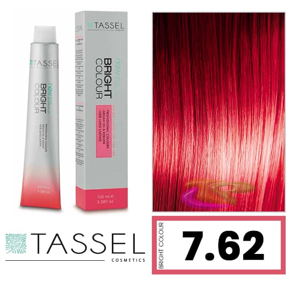 Tassel - Tinte BRIGHT COLOUR con Argán y Keratina Nº 7.62 RUBIO MEDIO ROJO CEREZA 100 ml (06470)